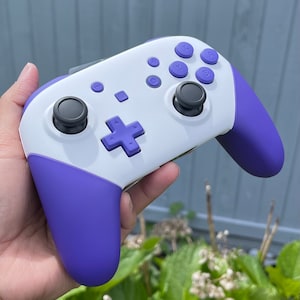 Gaming Mastery Unleashed:Bespoke Modified Beautiful Purple White Color Switch Pro Controller With Original Box & Charging Cable