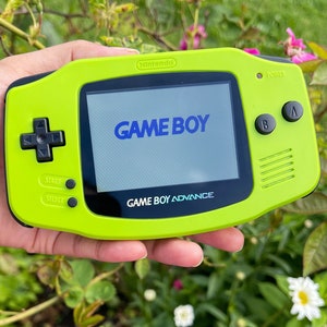 Gaming Bliss Awaits with Retro Gameboy Advance Console Custom Green Color Gaming Device - IPS V2 Backlit, 10 Brightness Levels, and USB-C