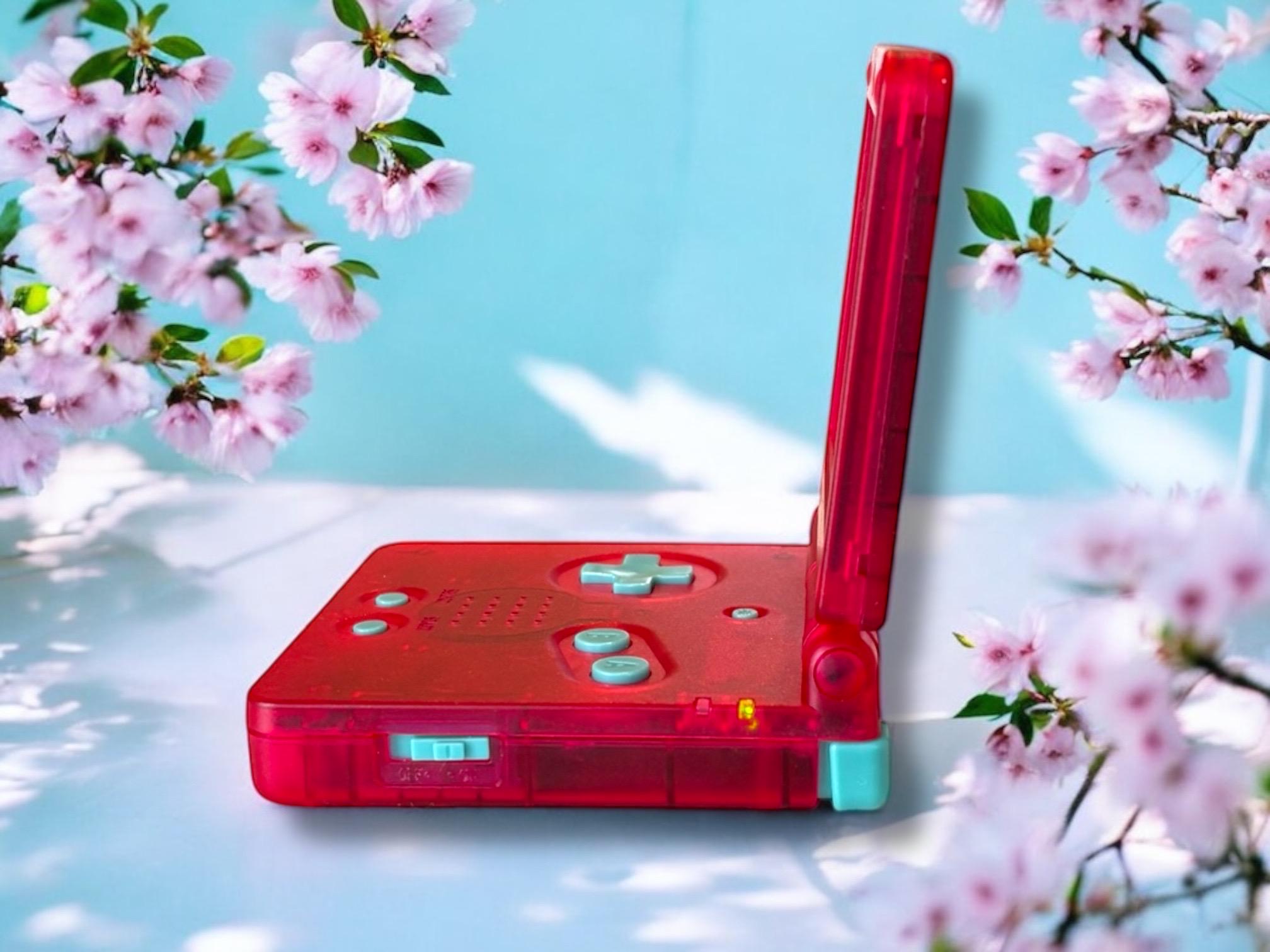 カスタムクリアピンク ゲームボーイアドバンスSP、IPS V2/V5バック 