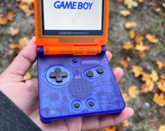 Vintage Gaming Redefined: Gameboy Advance SP Transparent Orange Purple Combination Gaming Console IPS V2 Screen & Brightness Adjustable.USBC