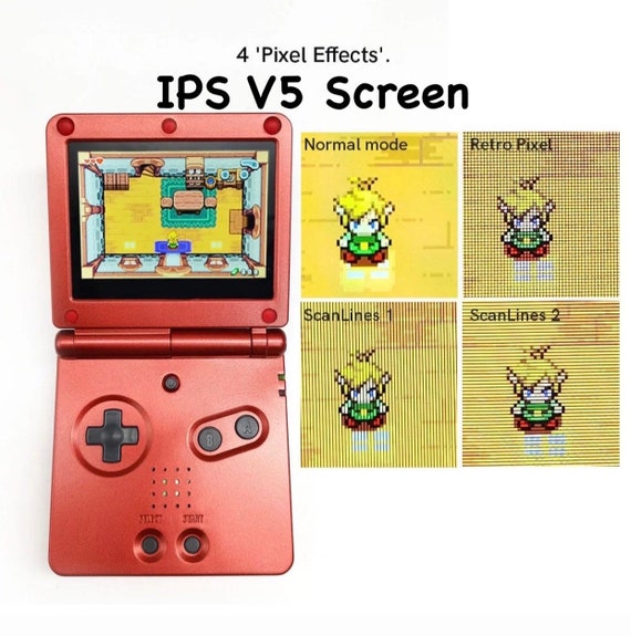 Nintendo Gameboy Advance SP Solid Black Color IPS V2 Backlit