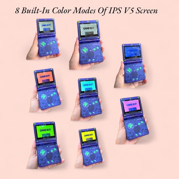 Custom Gameboy Advance SP – Transparent Purple IPS Backlit, USB-C