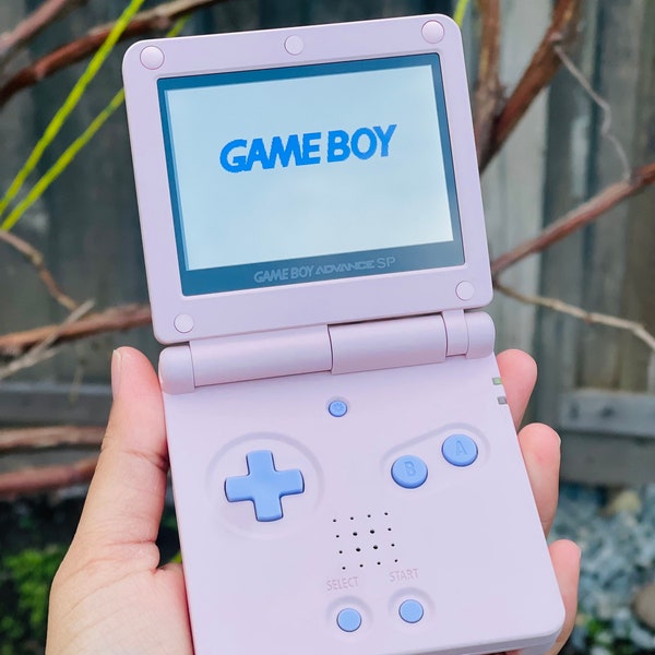 Retro Gaming Revived:Custom Modded  Gameboy AdvanceSP Handheld Cherry Blossom Pink Console with IPSV2 Screen,Brightness Control & USB C Mod