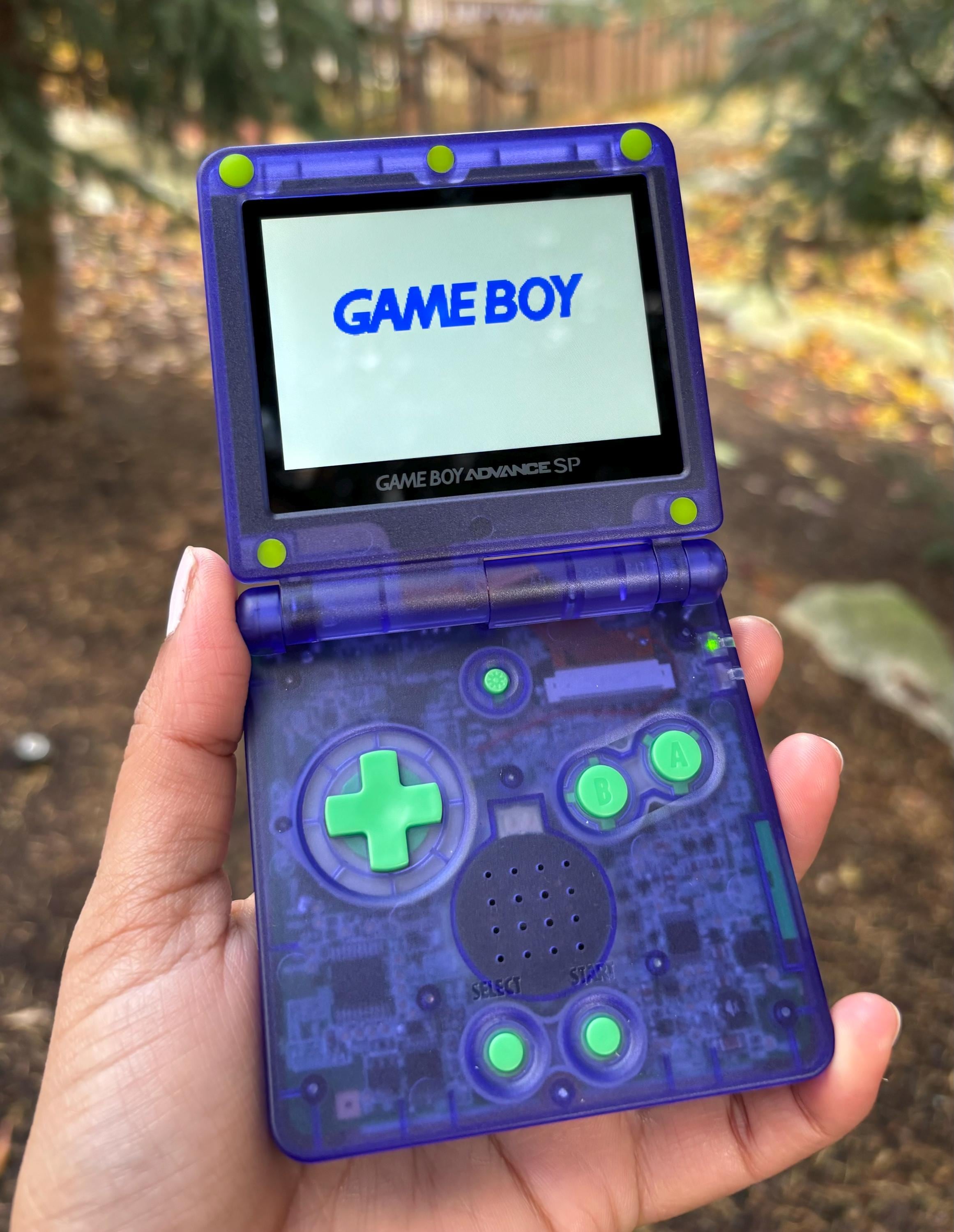 ゲームボーイアドバンス 本体 IPSv5 クリスタルパープル×クリア 