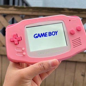 Gameboy Advance Bliss: Custom Light Pink Handheld Gaming Console featuring IPS V2 Backlit, 10 Levels Brightness and USB-C Convenience