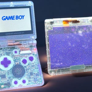 Custom Modified Handheld Game Console - Retro Translucent Pearl Gameboy Advance SP with IPSV2 Backlit Screen, 10 Levels of Brightness & USBC