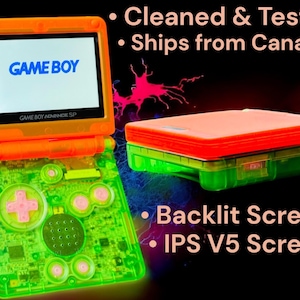 Modped Gameboy ADvance SP IPS V2/V5 Hintergrundbeleuchtung | Retro Taschenspielkonsole | USB C Wiederaufladbar | Gereinigt & Geprüft | Versand aus Kanada
