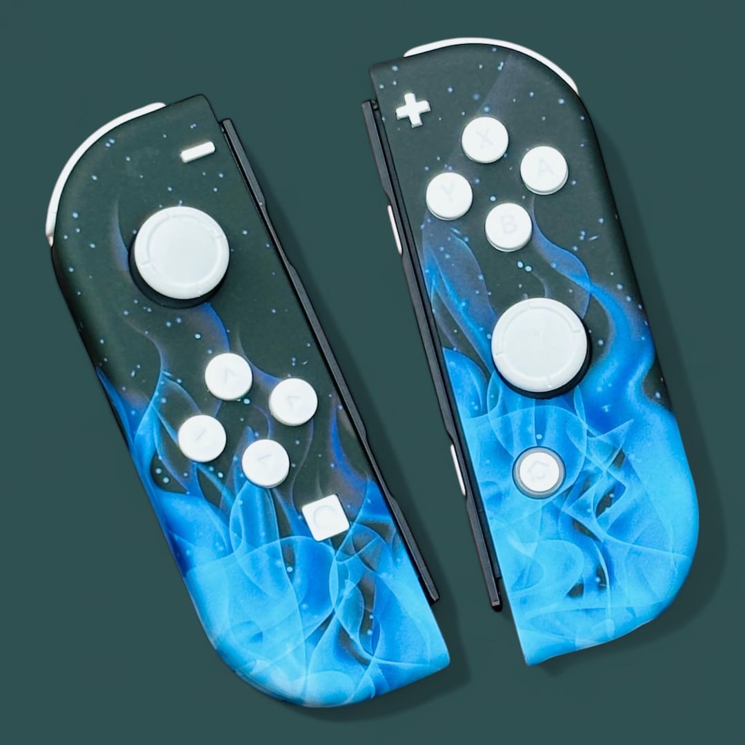 Nintendo Switch Controller Custom Design Custom Nintendo Switch Joycon Controllers: Blue Flame Design - Etsy