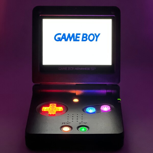 GBASP RetroGlow : module personnalisé, console noire, rétroéclairage IPSV2, module USB C, brillance portable. Exclusivité Nintendo Gameboy Advance sur Etsy