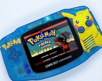 Ultimate Handheld Gaming Fun: Custom Pokemon-Theked Gameboy Advance Retro Console with IPS V2 Backlit,Brightness Control and USB-C Charging