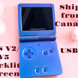Gameboy Advance SP Glossy Chameleon Purple Blue Retro Gaming Console IPS V2/V5 Screen: Brightness Adjustment, USBC Mod|Ship from Canada|Sale