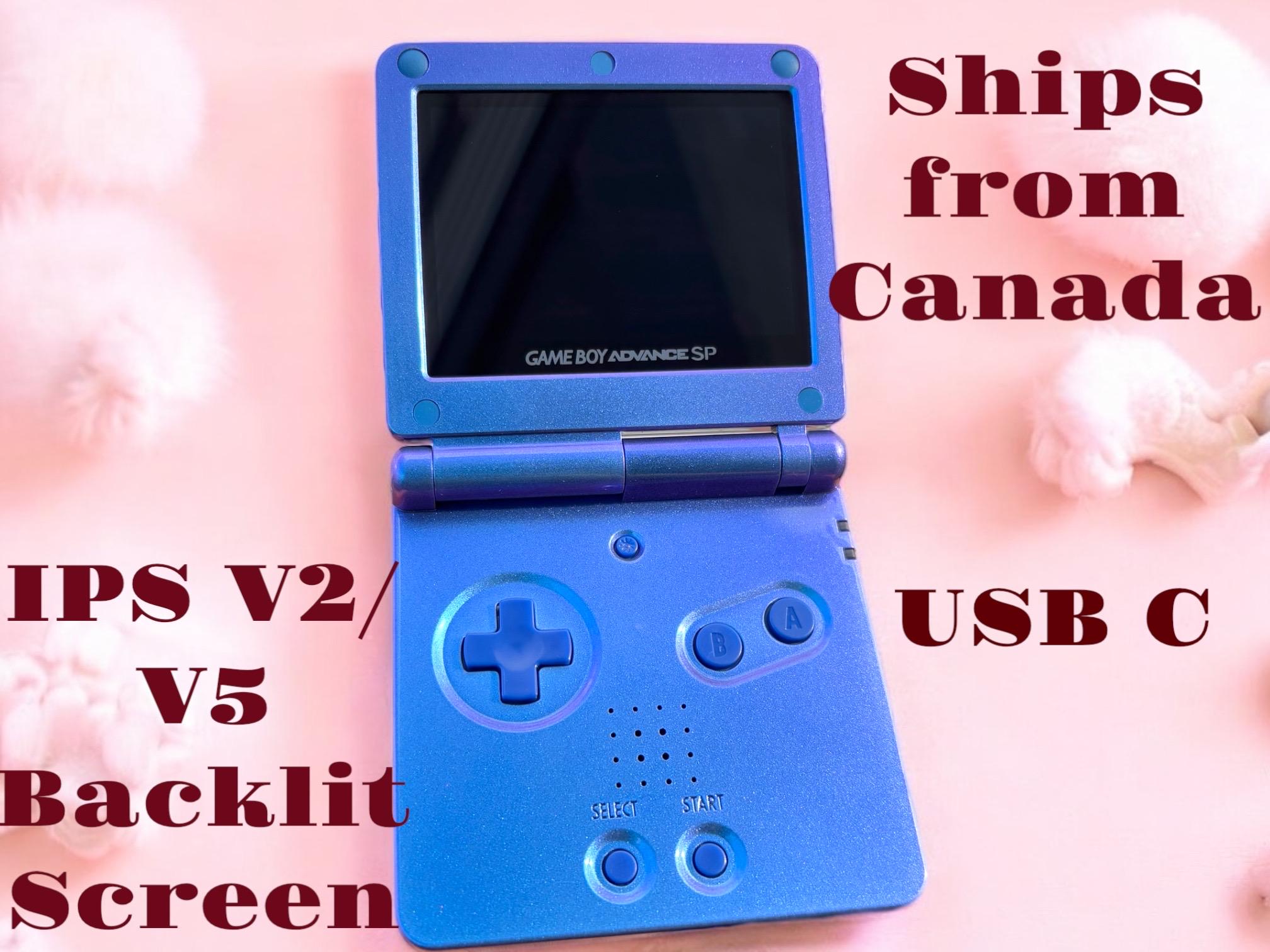 改造済みゲームボーイアドバンスSP IPSV2/V5 | USB-C充電 | カメレオン