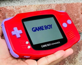 Custom Gameboy Advance: Red, Violet Buttons, IPS Backlit, USB-C