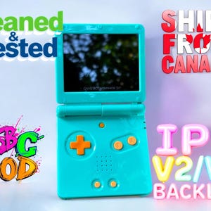 Beautiful Gift for Gamers Gameboy Advance SP Turquoise Handheld Retro Console IPS V2/V5 Screen: Brightness Adjustment and USBC Mod..SALe