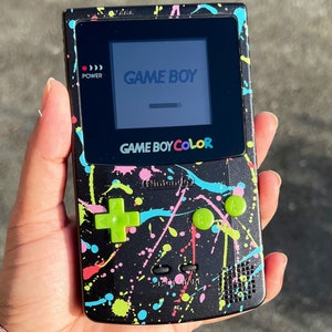 Gameboy Color TFT Screen Custom Modified UV Printed Splash GBC Handheld Console with 10 level brightness adjustment & 8 color palette