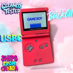 Custom Modified Gameboy Advance SP Console- Retro Handheld Beautiful Scarlet Red Color Console IPSV2 Backlit & 10 Level Brightness.USB C Mod