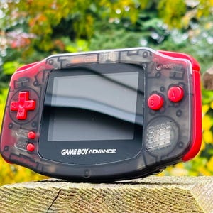 Level Up Your Gaming Gear with Red Gameboy Advance Retro Handheld Console - IPS V2 Backlit,  10-Level Brightness Control & USB-C Mod