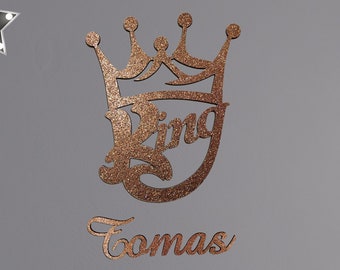 Personalisierte Glitter Acryl Krone | Benutzerdefinierte Name, Kinderzimmer Wanddekoration