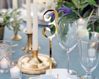 Goldfarbene Hochzeit Tischnummern | Modernes Hochzeitsdekor