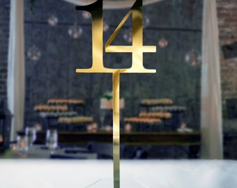 Gold Mirror Acrylic Table Numbers, Wedding Reception Event Decor