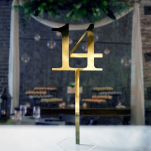 Mirror Gold Acrylic Table Numbers | Wedding Table Numbers | Gold Table Numbers | Table Numbers Stand | Table numbers | Table Numbers Wedding