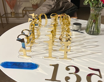 Table Markers | Mirror Gold Table numbers | Acrylic table numbers | Wedding Numbers | Wedding Table Decor | Gold Numbers | Gold Decor