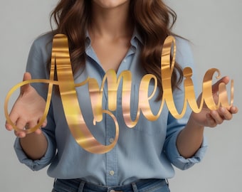 Große Gold personalisierte Namensschild Party Kulisse Zeichen Sweet 16 Acryl Wand Dekor Namensschild