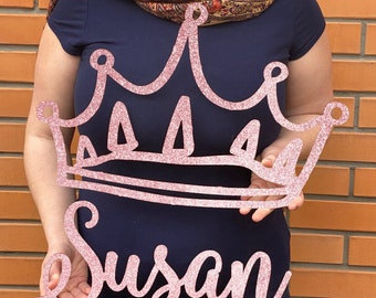 Rose gold kids crown | Princess crown with your name personalized | Custom hanging signs | Wall decor