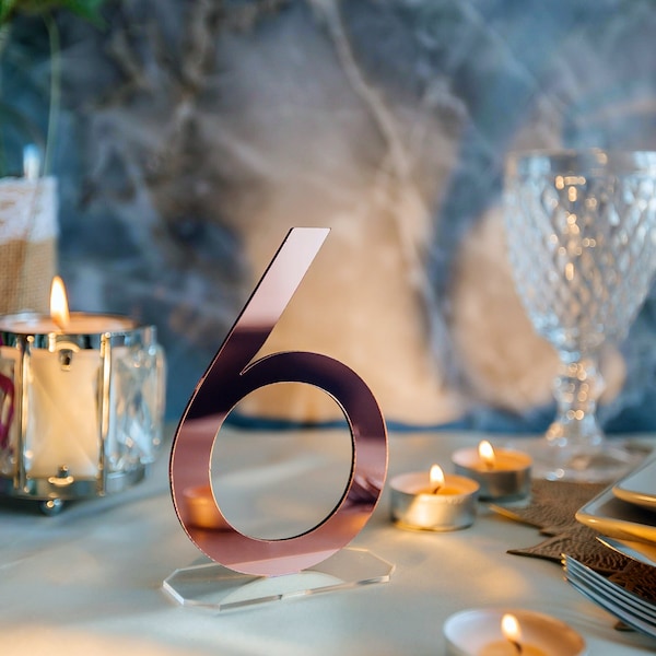 Rose Gold Table Numbers | Acrylic Numbers | Wedding Acrylic table numbers | Acrylic Table Decor | Mirror Numbers | Party Decoration