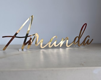 Personalisiertes Goldspiegel-Namensschild Freistehende Tischdekoration Sweet 16 Hochzeit Benutzerdefinierte Geburtstagsfeier Herzstück
