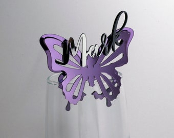 Miroir acrylique découpé au laser nom | Cartes de lieu de papillon | | d’invitation papillon acrylique Toponymie des lunettes | Cartes de lieu de mariage