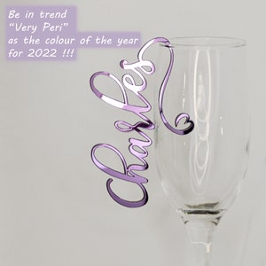 Very Peri-naamplaatskaarten van acryl | Acrylkaarten bruiloft | Gepersonaliseerde plaatskaarten met namen | Naaminstelling voor glazen Bedel wijnglas