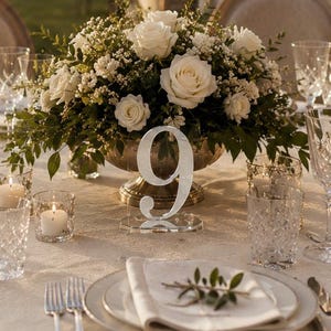 Silver Mirror Acrylic Table Numbers | Wedding Reception Decor Base