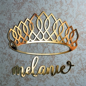 Gold princess crown | Princess crown with your name personalized | Wall crown | Gold mirror crown