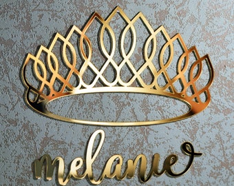 Personalisierte Prinzessin Crown Namensschild: Glitter Acryl Wall Decor