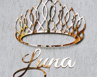 Personalisierte Gold Spiegel Acryl Krone | Kinderzimmer Wand Dekor