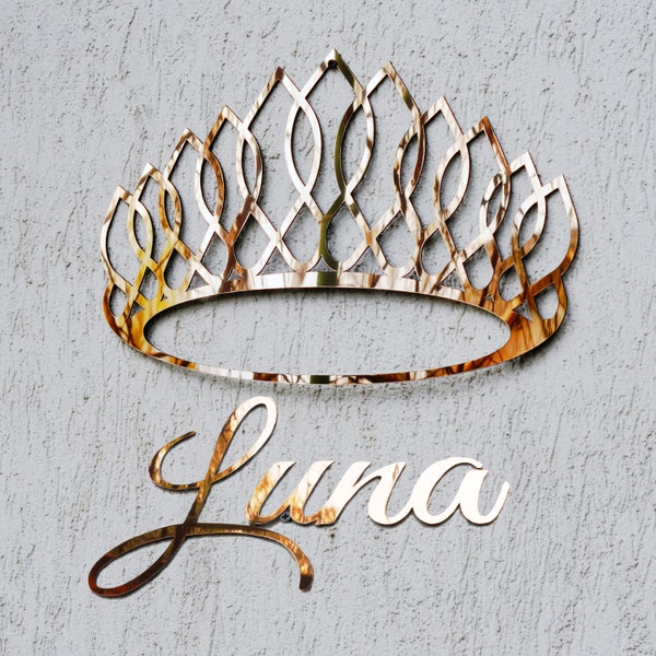 Gold Mirror acrylic wall crown | Crown with your name personalized | Acrylic crown for wall | Mirror acrylic crown | Nursery crown decor