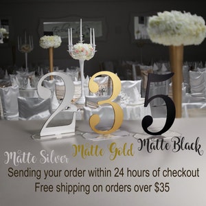 Gold wedding table numbers Mirror Gold Table numbers Acrylic table numbers Table numbers wedding Wedding number image 2