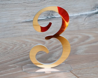 Wedding table numbers | Rose Gold numbers | Silver table numbers | Set of Table Numbers | Two sides mirror numbers | Wedding mirror numbers