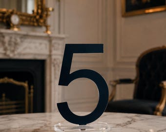 Black Acrylic Wedding Table Numbers | Modern Wedding Party Decor