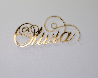 Mirror Gold acrylic laser cut names| Wedding place cards | Mirror wedding place names | Personalized name place setting |Wedding table decor