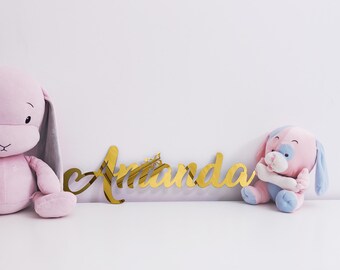 Custom Gold Acryl Namensschild | Kinderzimmer Wand Dekor Baby Mädchen Prinzessin Zimmer
