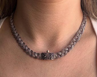 Mardin 925 Sterling Silver Braided Chain Design Unisex Necklace