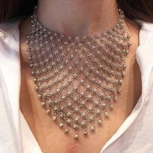 925 Sterling Silver Filigree Art Chain Authantic Design Mardin Turkish Necklace Gift for her