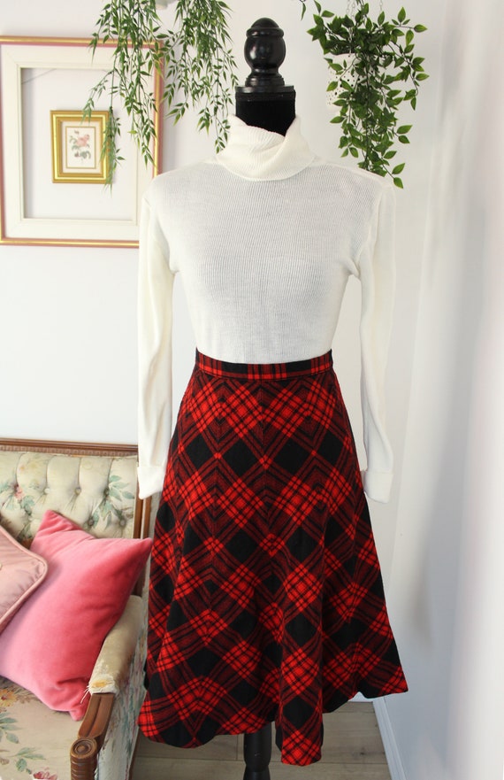 JUPE PLAID LAINAGE red and black