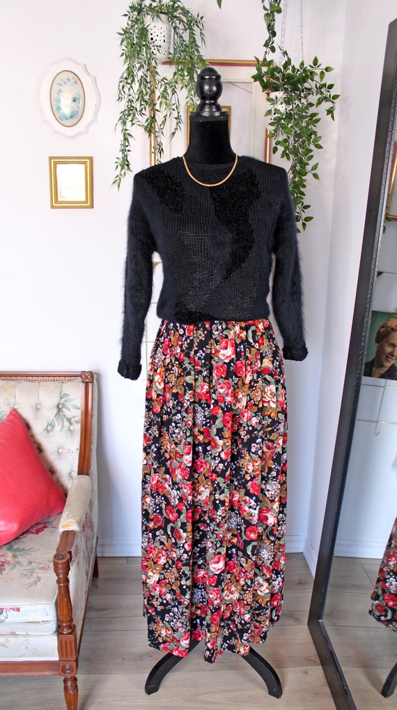 LONG FLEURIE BLACK JUPE