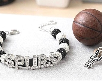 Spurs Gameday Silver and Black Rhinestone Bracelets