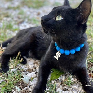 CAT NECKLACE with ID tag, Beaded Necklace for Pets, Silicone Necklaces for Dogs or cats, Pet necklace, Decorative collar for dogs
