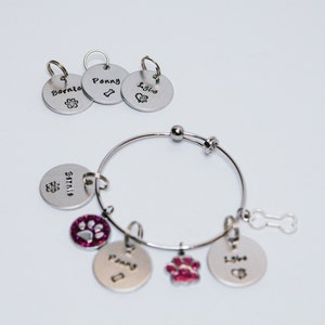 BRACELET & TAG COMBO, Personalized Pet Name Bracelet with name tag, Dog or Cat Mom gift, Custom Hand Stamped gift