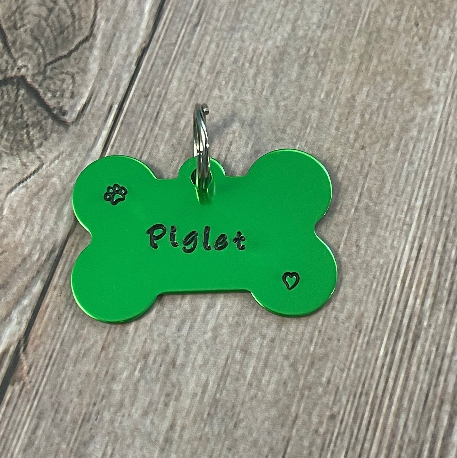 PET NAME TAG Green Dog Tag for Dogs Personalized Bone Tag Etsy UK